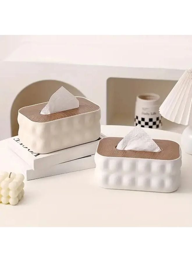 صندوق المناديل الخشبي ذو الغطاء الأسود الغامض سعة كبيرة ديكور المنزل هدية - Image 4